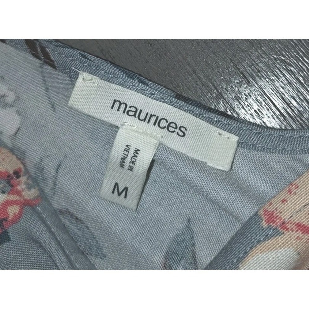 Maurices Womens M Blue Floral Midi Dress Smocked Waist Keyhole Back - Picture 7 of 12